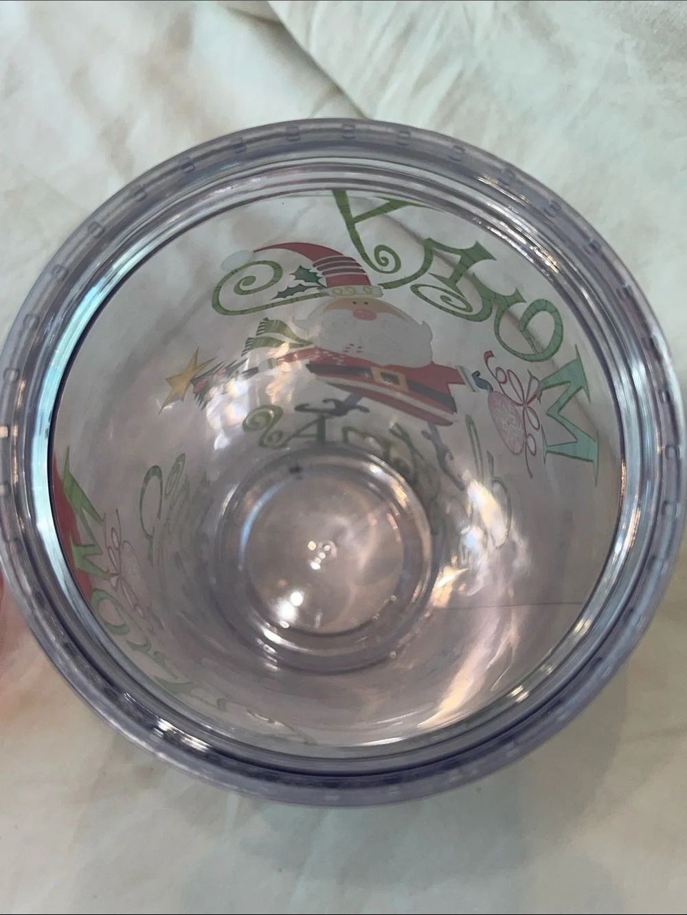 16 oz Festive Red Santa Holiday Tumbler with Candy cane stripe Straw